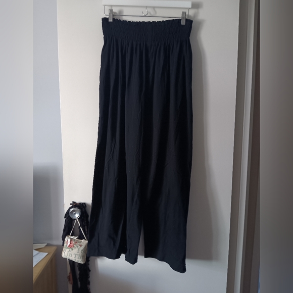 Kaliyana Pants - KALIYANA Black Cotton Wide Leg Palazzo Pants 2